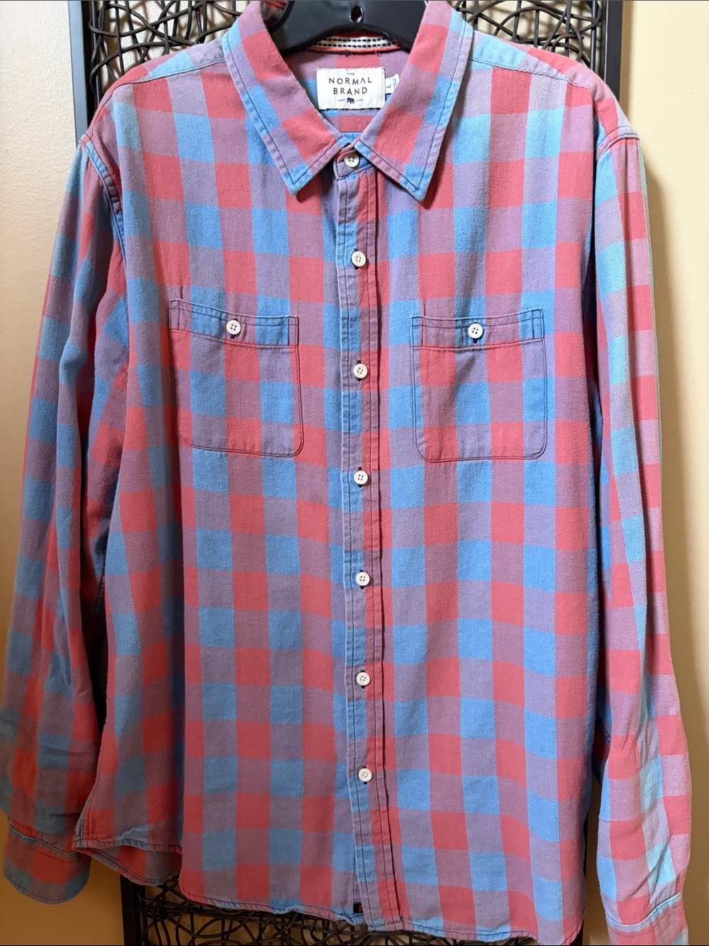 The Normal Brand Pink and Light Blue Check Button-Down Shirt